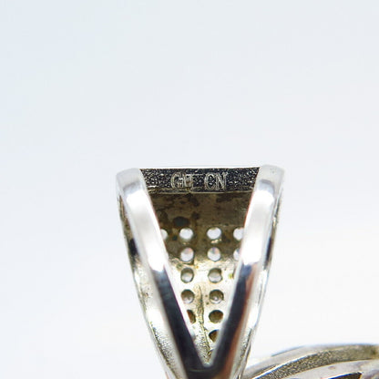 925 Sterling Silver Real Chrome Diopside Gemstone & C Z Tiger Mask Pendant