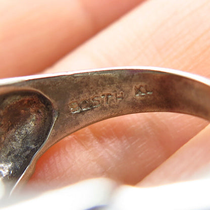 925 Sterling Silver Pink C Z Ribbed Ring Size 6.75