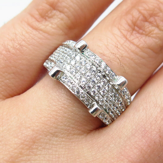 925 Sterling Silver Pave C Z Ring Size 6.75