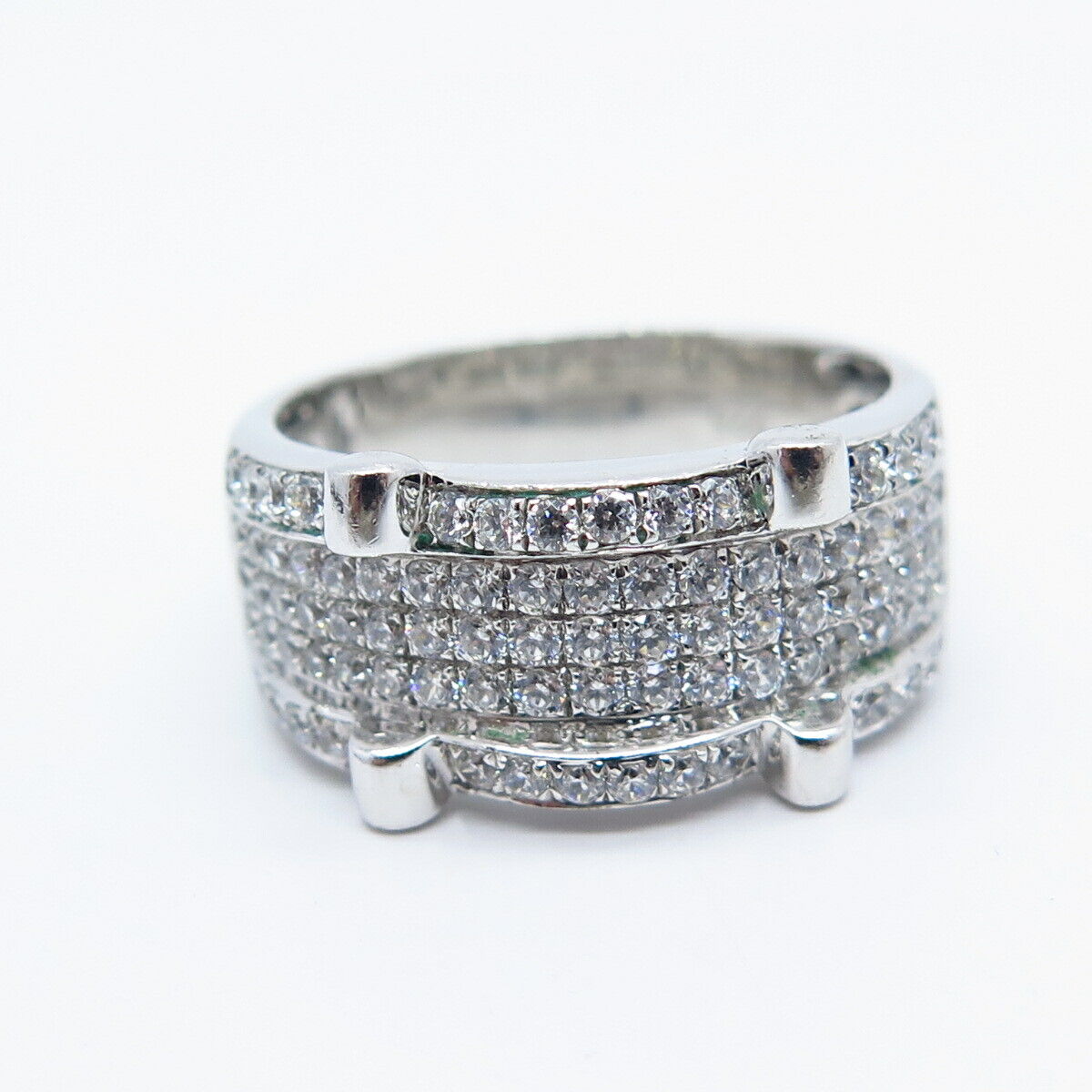 925 Sterling Silver Pave C Z Ring Size 6.75