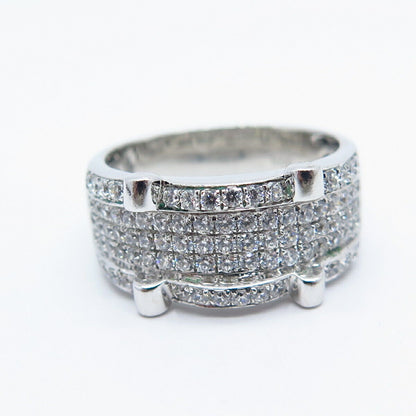 925 Sterling Silver Pave C Z Ring Size 6.75