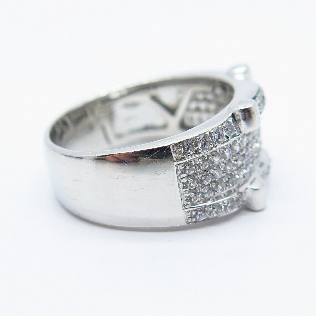 925 Sterling Silver Pave C Z Ring Size 6.75