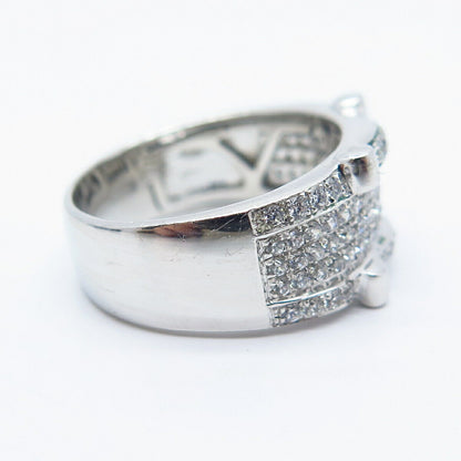 925 Sterling Silver Pave C Z Ring Size 6.75