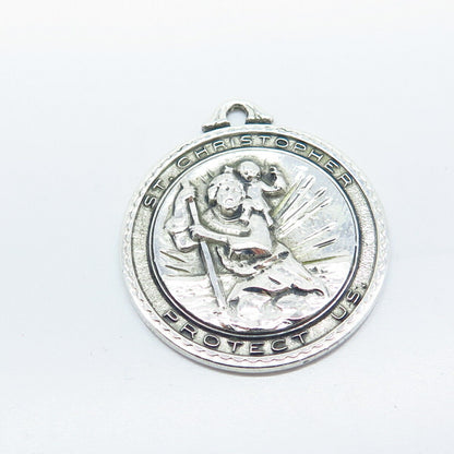 925 Sterling Silver Vintage St. Christopher Religious Pendant