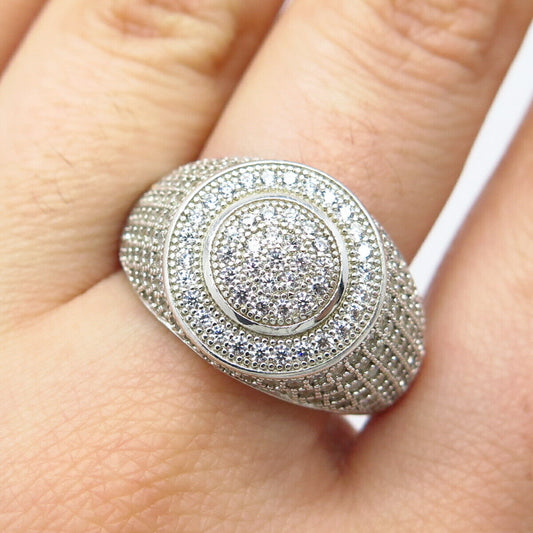 925 Sterling Silver Pave C Z Ring Size 11