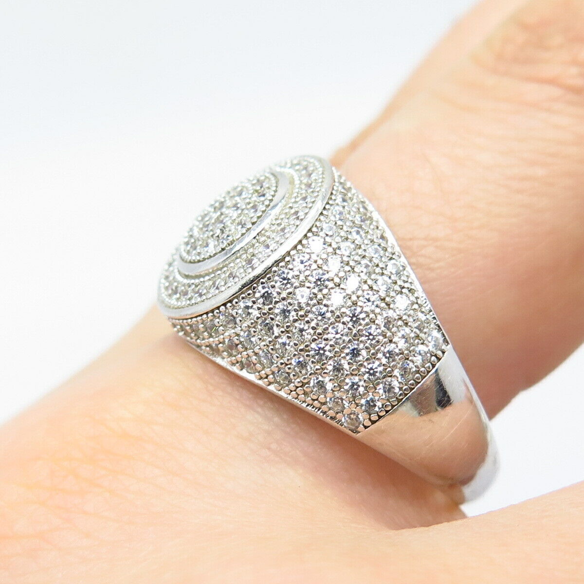925 Sterling Silver Pave C Z Ring Size 11