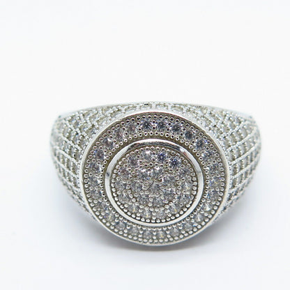 925 Sterling Silver Pave C Z Ring Size 11
