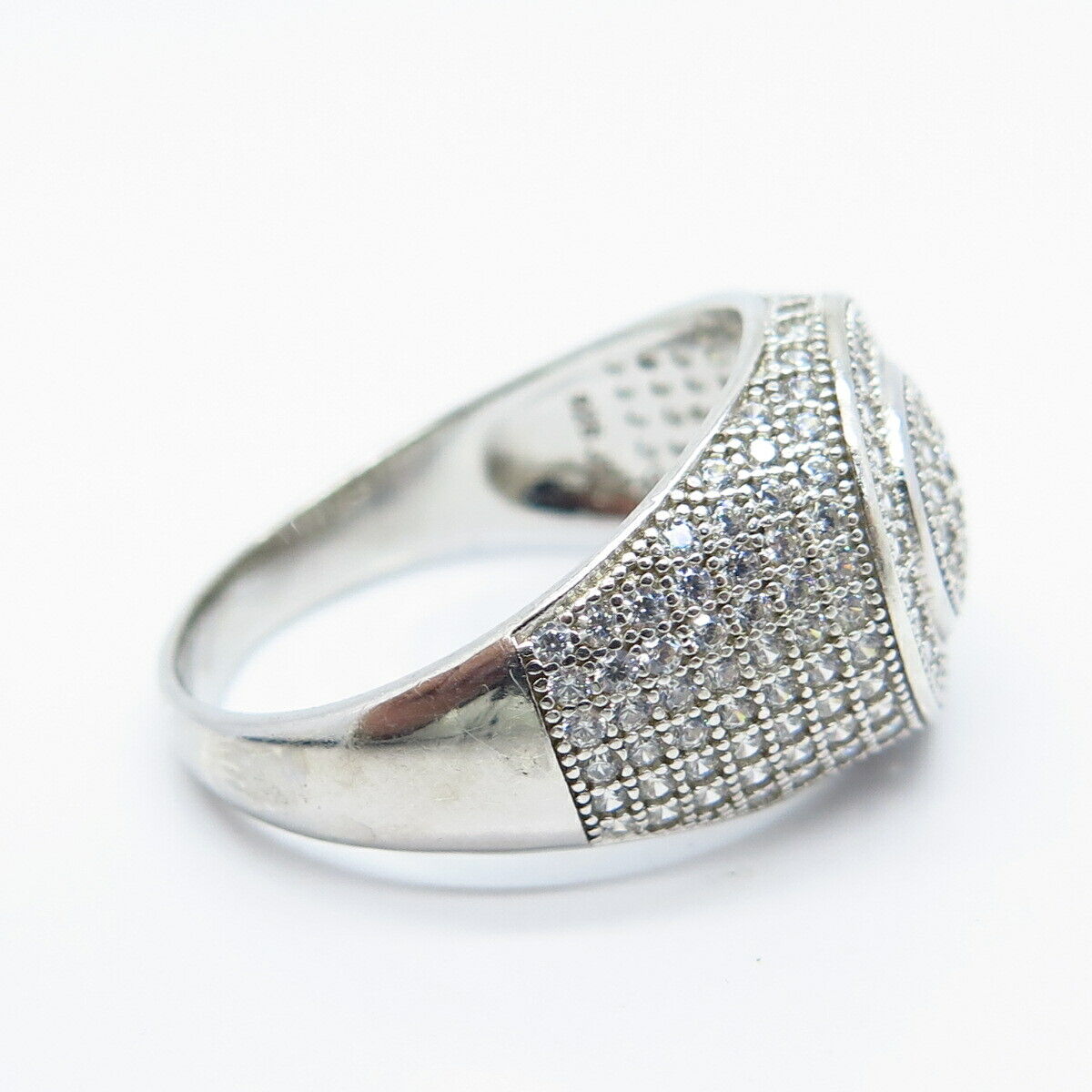 925 Sterling Silver Pave C Z Ring Size 11