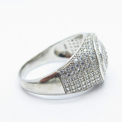 925 Sterling Silver Pave C Z Ring Size 11