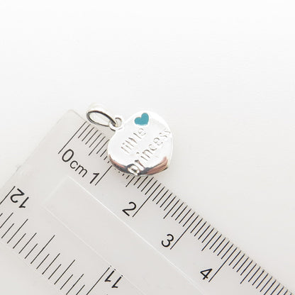 925 Sterling Silver Vintage Enamel Little Princess Heart Minimalist Pendant