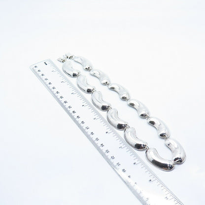 925 Sterling Silver Vintage Mexico Bean Modernist Chain Necklace 16"