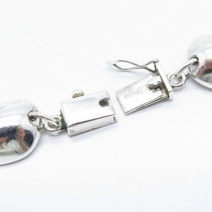925 Sterling Silver Vintage Mexico Bean Modernist Chain Necklace 16"