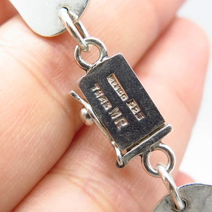 925 Sterling Silver Vintage Mexico Bean Modernist Chain Necklace 16"