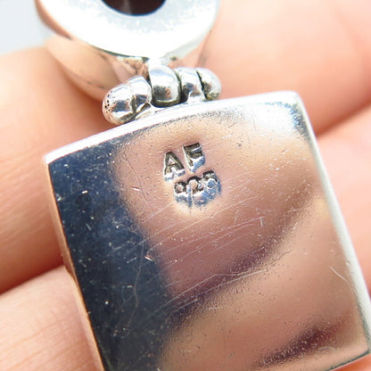 925 Sterling Silver Vintage Real Smoky Quartz Ornate Pendant