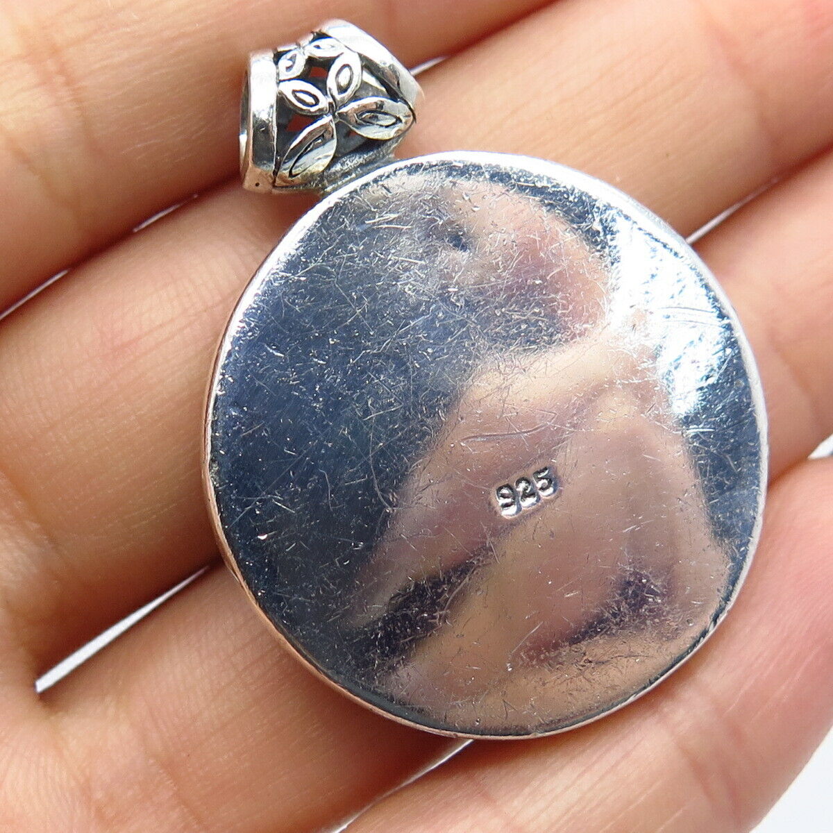 925 Sterling Silver Vintage Ornate Floral Slide Pendant