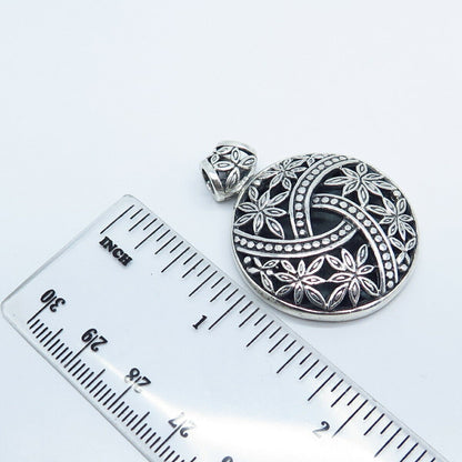 925 Sterling Silver Vintage Ornate Floral Slide Pendant