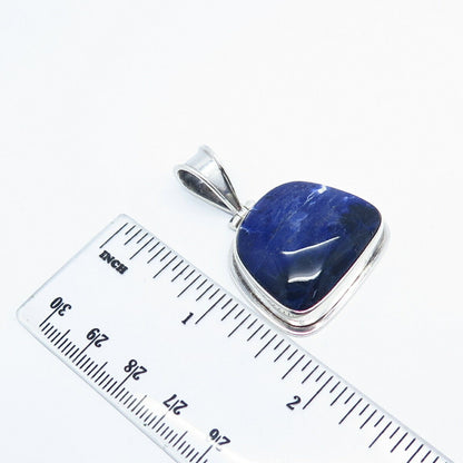 925 Sterling Silver Vintage Real Sodalite Gemstone Pendant