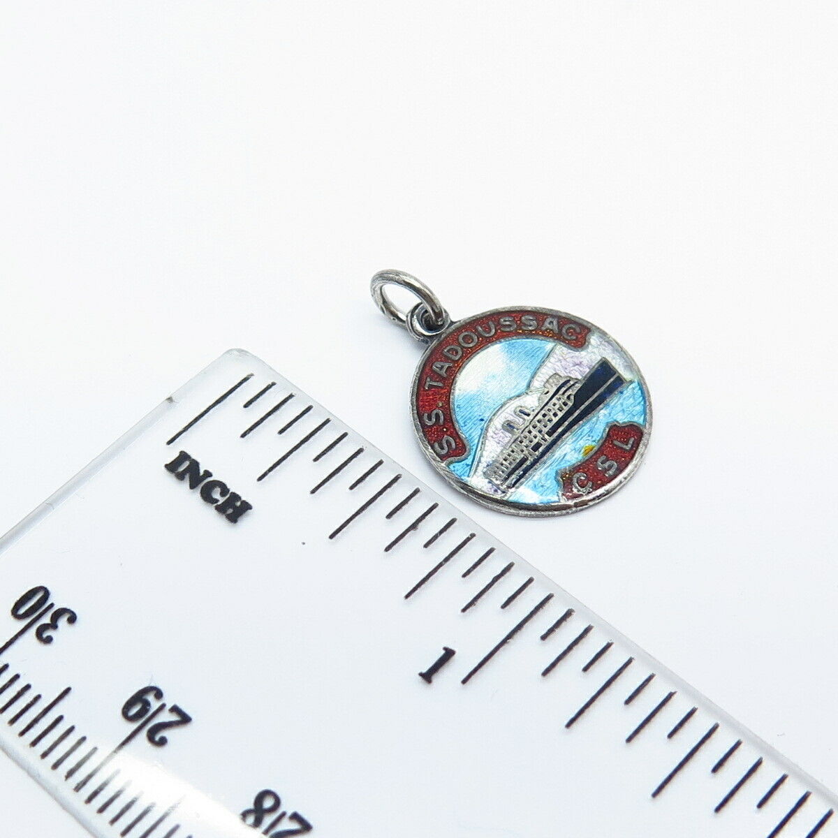 925 Sterling Silver Vintage BMCo Enamel "S.S. Tadoussac" Liner Ship Pendant