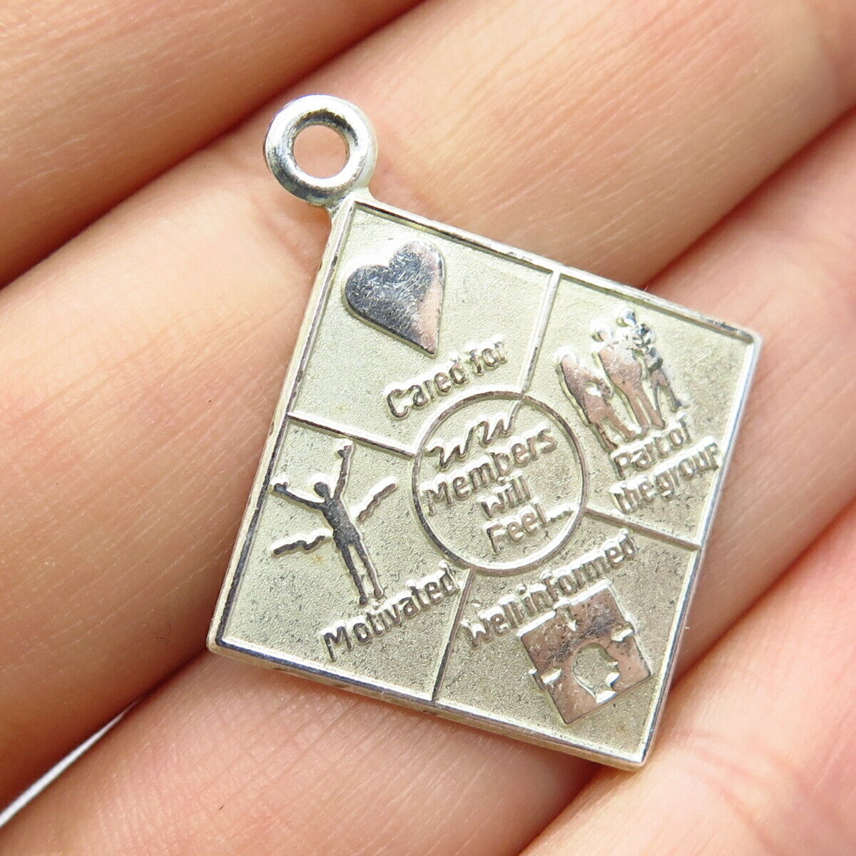 925 Sterling Silver Vintage "Members Will Feel" Inspirational Pendant