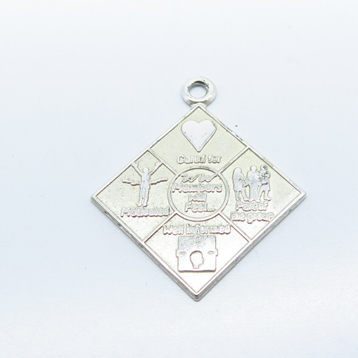 925 Sterling Silver Vintage "Members Will Feel" Inspirational Pendant