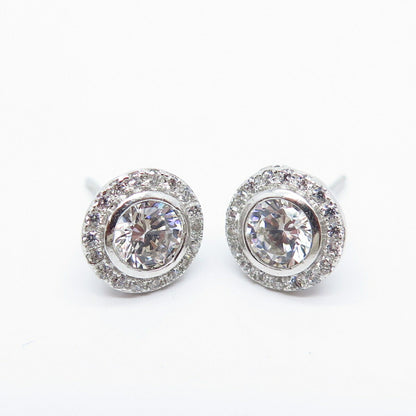 925 Sterling Silver C Z Round Stud Earrings