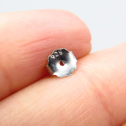 925 Sterling Silver Citrine-Tone C Z Round Stud Earrings