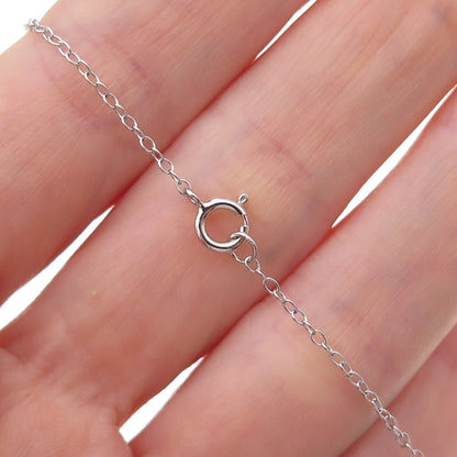 Dee Berkle Sterling Silver Real Blue Topaz & C Z Key Cable Chain Necklace 18"