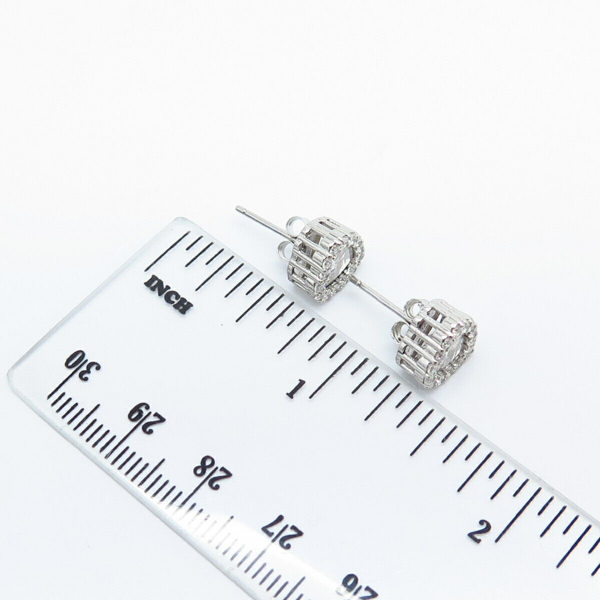 925 Sterling Silver C Z Heart Stud Earrings