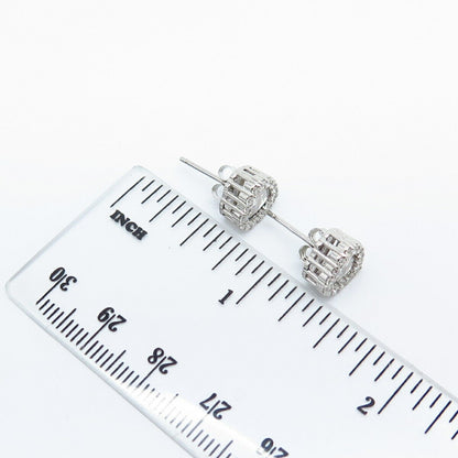 925 Sterling Silver C Z Heart Stud Earrings