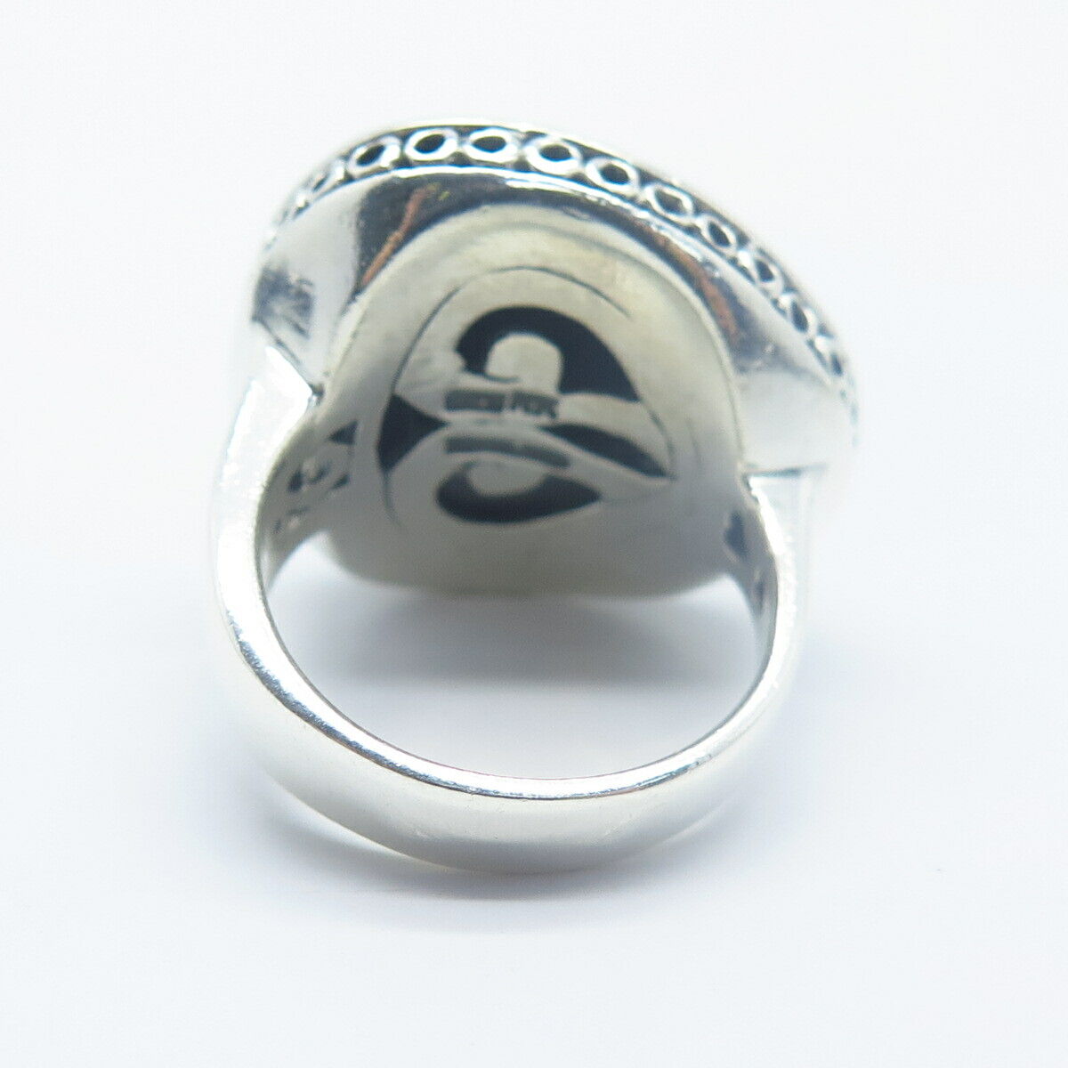 925 Sterling Silver Real Lapis Lazuli Gemstone Ornate Ring Size 6.75