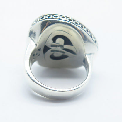 925 Sterling Silver Real Lapis Lazuli Gemstone Ornate Ring Size 6.75