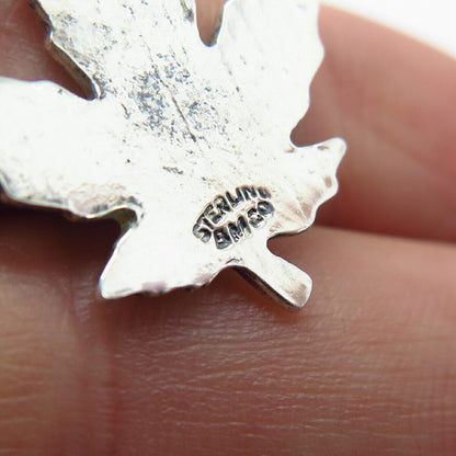 925 Sterling Silver Vintage BMCo Enamel "Niagara Falls" Maple Leaf Pendant