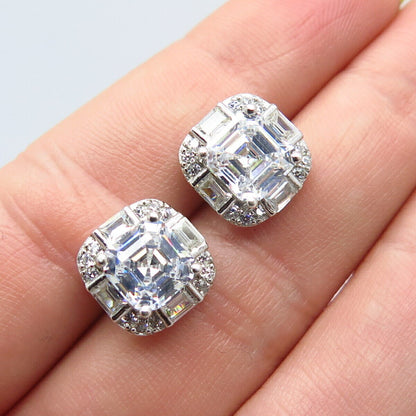 925 Sterling Silver C Z Stud Earrings