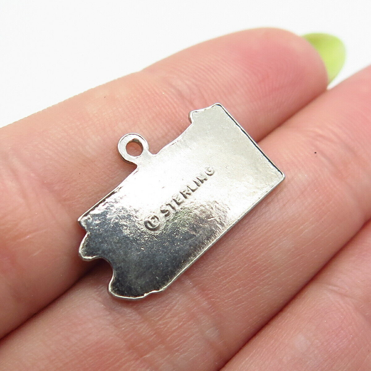 925 Sterling Silver Vintage Red Enamel "Pennsylvania" State Map Charm Pendant