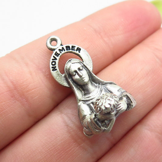 925 Sterling Silver Vintage Creed St. Mary Miraculous Religious Pendant