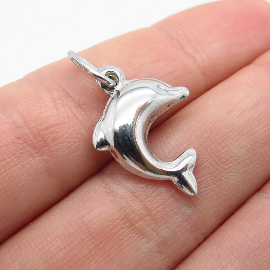 925 Sterling Silver Vintage Italy Friendly Dolphin Charm Pendant