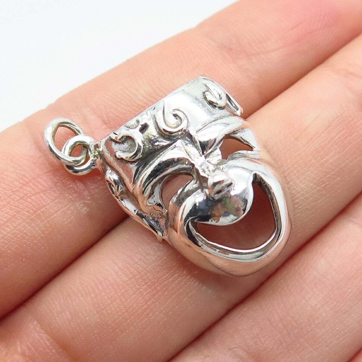 925 Sterling Silver Vintage Mask Charm Pendant