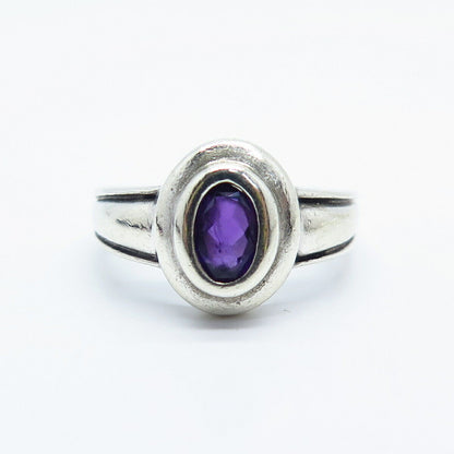 925 Sterling Silver Real Amethyst Gemstone Ring Size 7.25