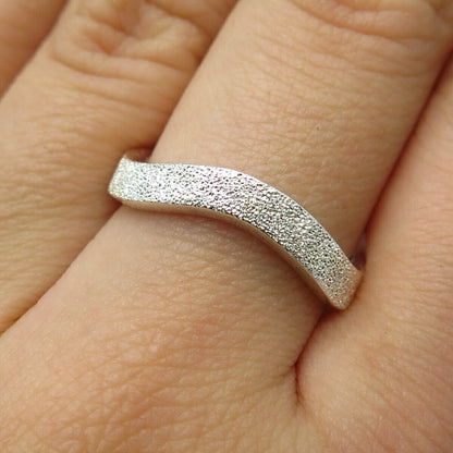 925 Sterling Silver Textured Wavy Ring Size 7.25