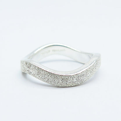 925 Sterling Silver Textured Wavy Ring Size 7.25