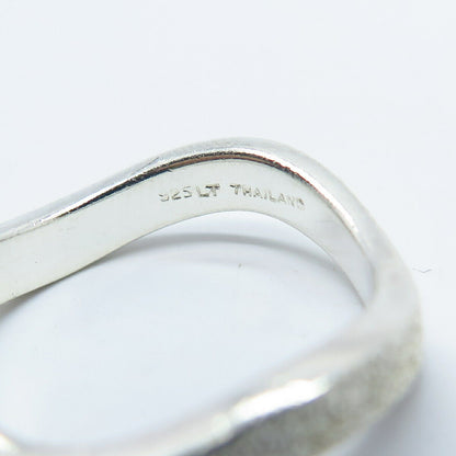 925 Sterling Silver Textured Wavy Ring Size 7.25