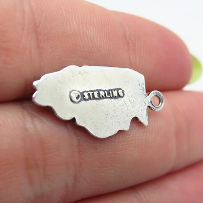 925 Sterling Silver Vintage "Illinois" State Map Charm Pendant