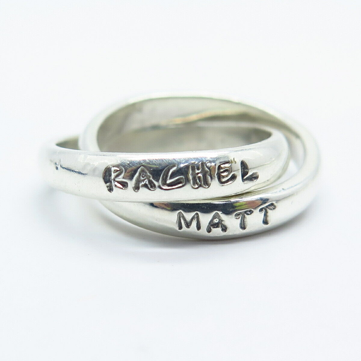 925 Sterling Silver "Rachel Matt" Double Interlocked Ring Size 5.25