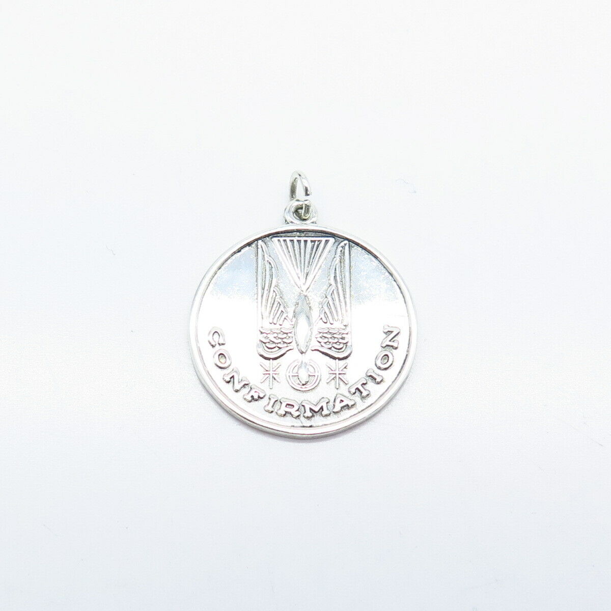 925 Sterling Silver Vintage "Confirmation" Holy Ghost Religious Charm Pendant