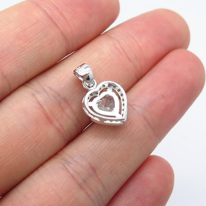 925 Sterling Silver C Z Heart Charm Pendant