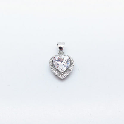 925 Sterling Silver C Z Heart Charm Pendant