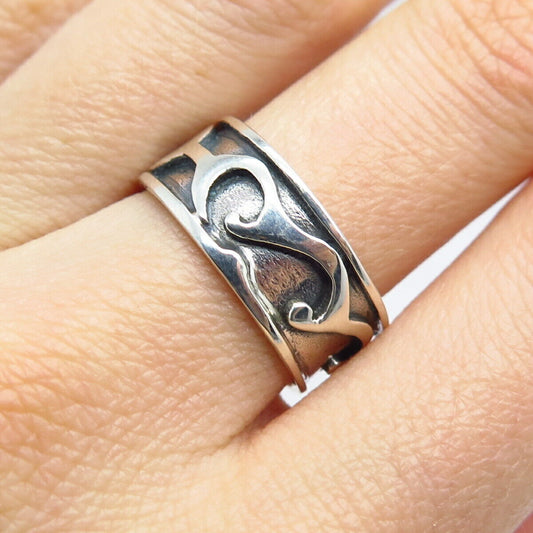 925 Sterling Silver Vintage Ornate Band Ring Size 7.5