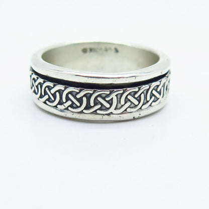 925 Sterling Silver Vintage Mexico Celtic Rotating Band Ring Size 9.5