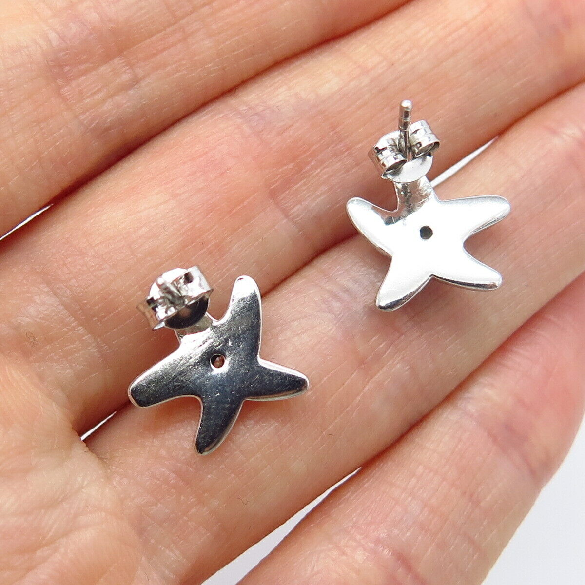 925 Sterling Silver C Z Starfish Stud Earrings