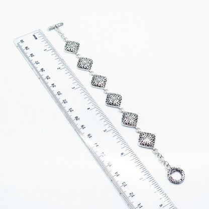 925 Sterling Silver Vintage Ornate Link Bracelet 7"